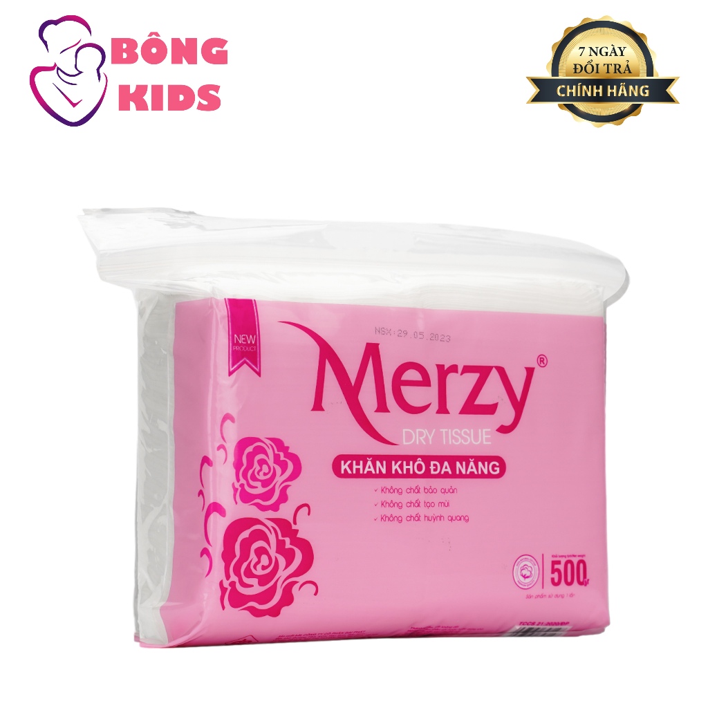 Khăn khô đa năng cho bé Merzy diệt khuẩn tia cực tím dùng thay khăn sữa cho bé 500 Gram Kích Thước 14x19 Cm