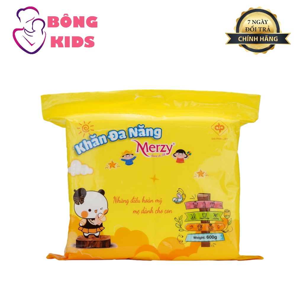 Khăn khô đa năng cho bé Merzy cao cấp 600gram Vàng bề mặt kim cương dùng thay khăn sữa cho bé Kích Thước 14x19 Cm