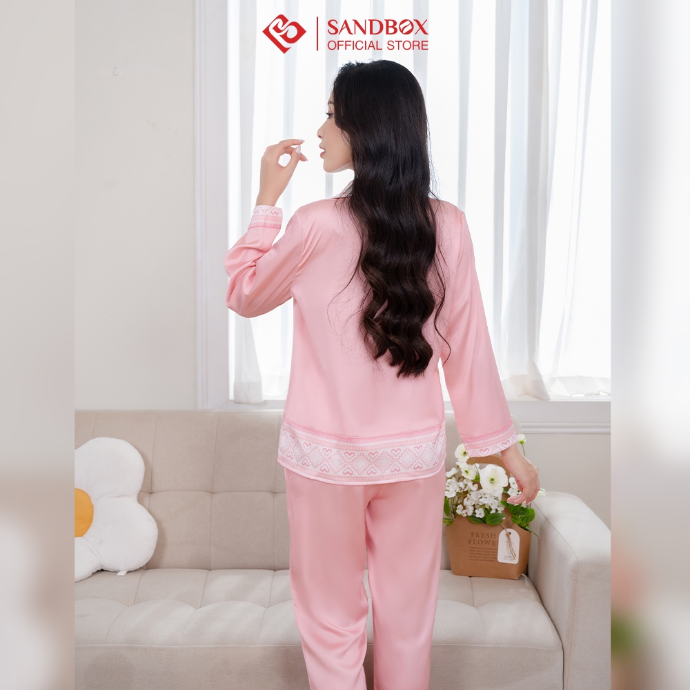 Bộ mặc nhà nữ SANDBOX chất lụa Satin cao cấp, thiết kế trơn 1 màu đơn giản cùng điểm nhấn bắt mắt, quý phái BPD23001 -1