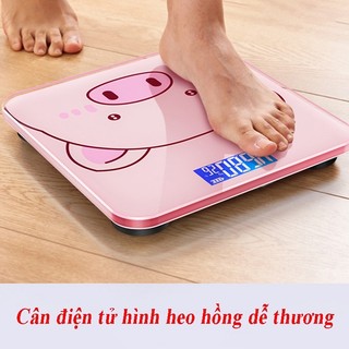 Cân Sức Khỏe 180kg Hình Heo, cân điện tử sức khoẻ mặt kính hình chú heo xinh xắn chịu lực 180kg