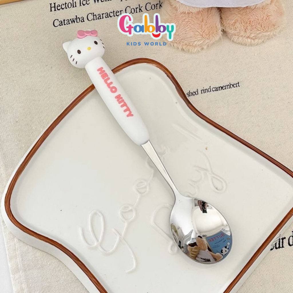 Muỗng Nĩa Inox Cán Silicon 3D Hoạt Hình Đáng Yêu (Lotso/ Cinnamoroll/ Hello Kitty/ Melody)