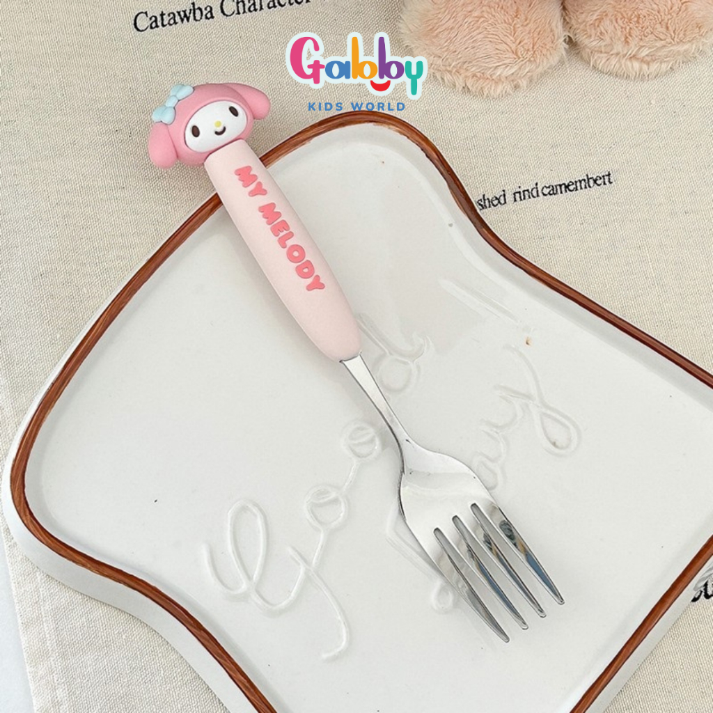 Muỗng Nĩa Inox Cán Silicon 3D Hoạt Hình Đáng Yêu (Lotso/ Cinnamoroll/ Hello Kitty/ Melody)