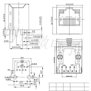 Cổng RJ45 8P8C chân đứng có đèn