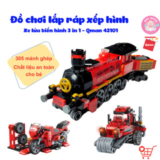 Đồ chơi lắp ráp Qman 42101 - Xếp hình tàu hỏa xe lửa biến hình (305 mảnh ghép)