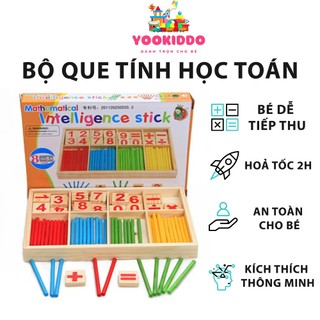 Bộ que tính học toán đếm số bằng gỗ yookiddo - bảng tính giúp bé học toán, đồ chơi học toán thông minh cho trẻ