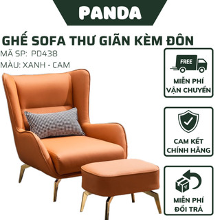 Ghế sofa lười đọc sách đa năng - sofa đơn phòng khách kèm đôn thư giãn bọc da