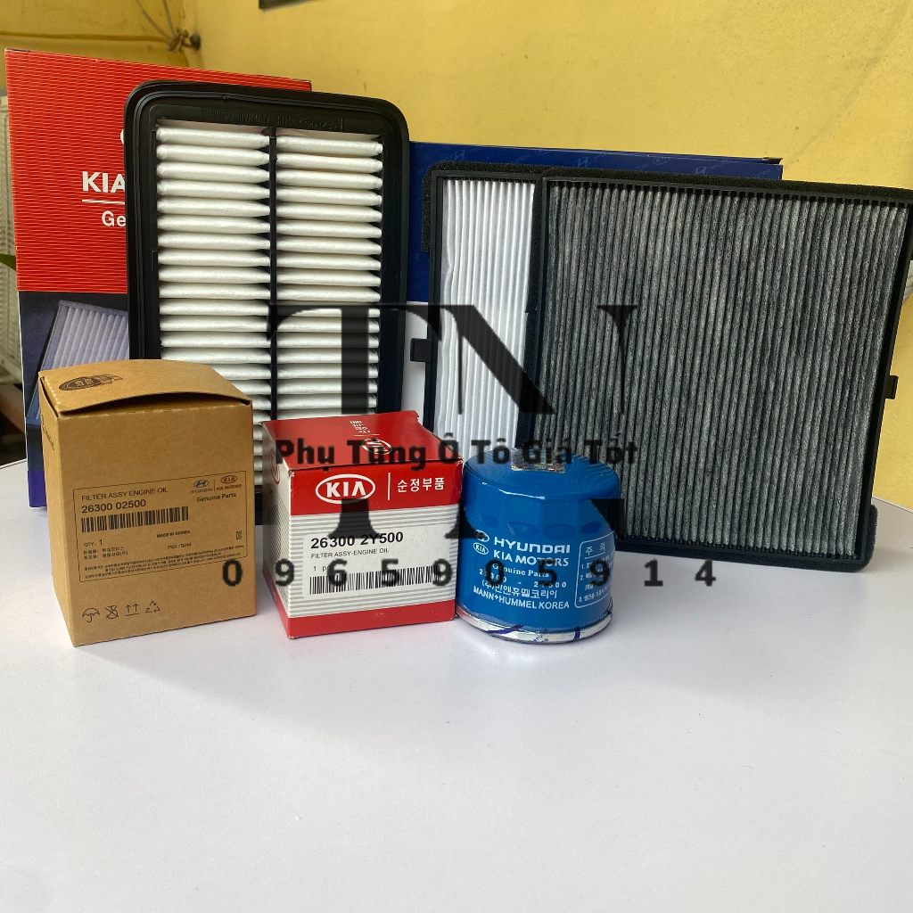 3 sản phẩm: Lọc gió động cơ - Lọc gió điều hòa(máy lạnh) - Lọc nhớt(dầu) xe Kia Morning 2012 - 2020