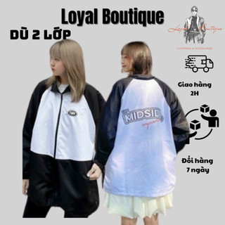 Áo khoác dù unisex form rộng Loyalboutique cổ cao mẫu mới siêu hot phối 2 màu trắng đen phong cách hàn quốc