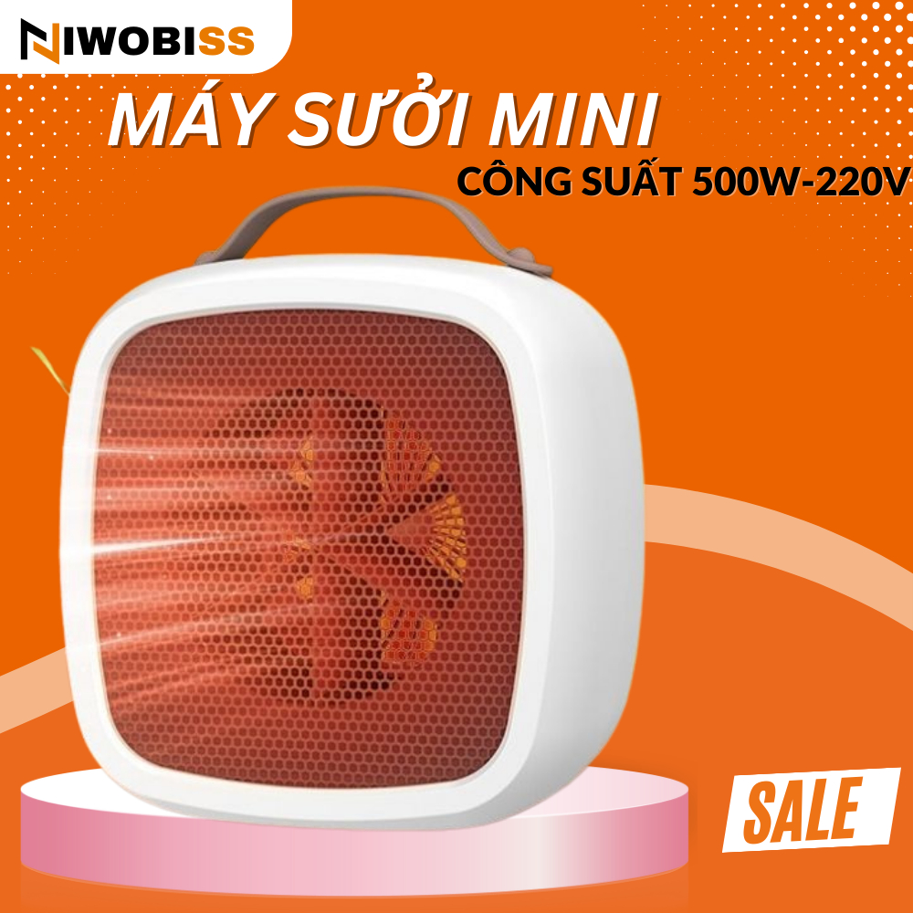 Quạt sưởi mini JIASHI, máy sưởi ấm để bàn mùa đông không mùi nhựa cho dân văn phòng tiện lợi 500W QSM04