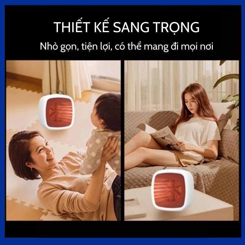 Quạt sưởi mini JIASHI, máy sưởi ấm để bàn mùa đông không mùi nhựa cho dân văn phòng tiện lợi 500W QSM04