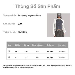 Áo dài tay Virgo raglan cao cổ nữ màu basic N7