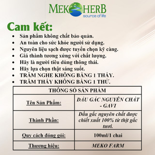 DẦU GẤC NGUYÊN CHẤT (100ML)