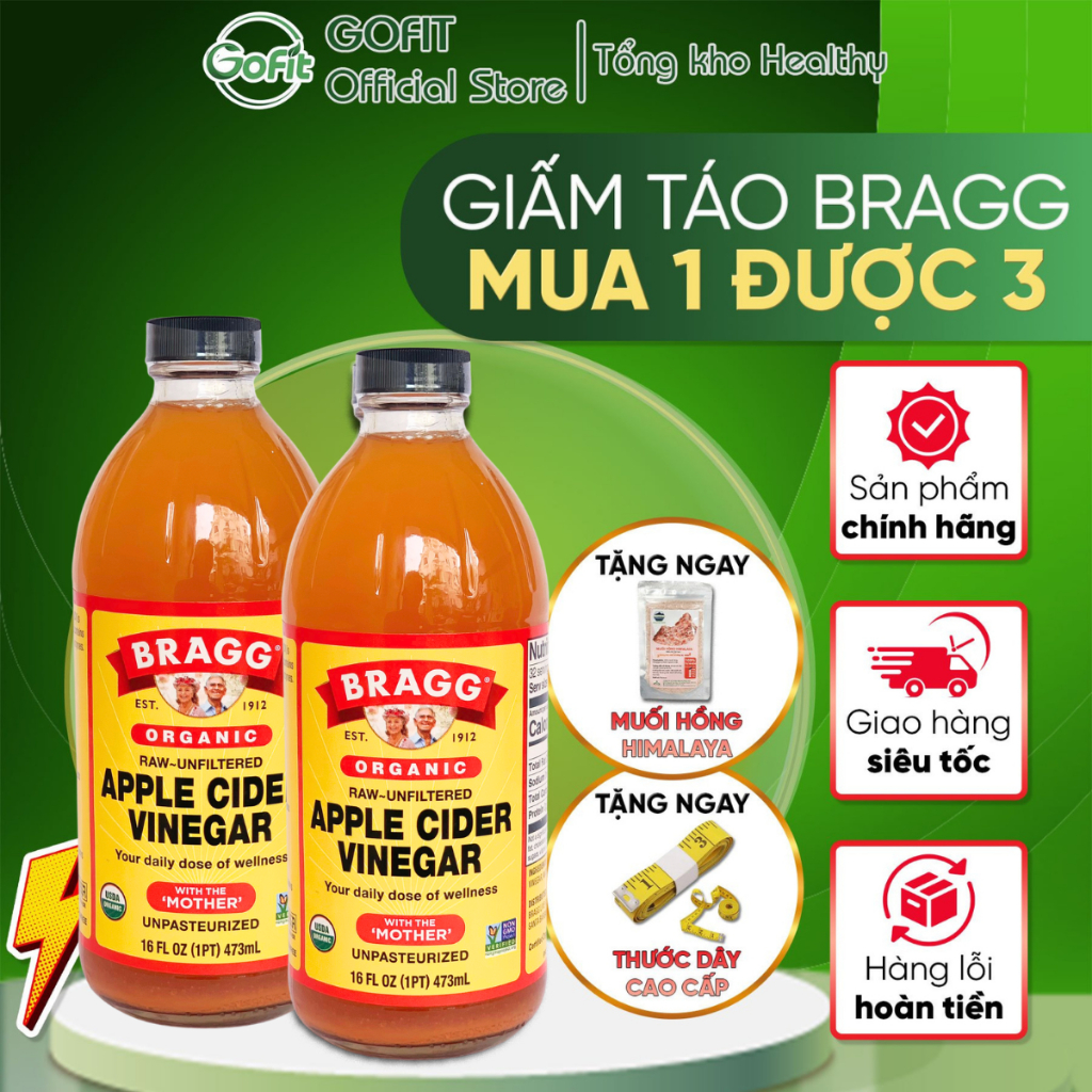 Giấm Táo Hữu Cơ BRAGG ORGANIC APPLE CIDER VINEGAR