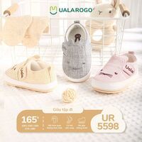 Giày tập đi cho bé Ualarogo hình động vật dễ thương đế cao su chống trượt an toàn quai dán rộng chật 5579 5598