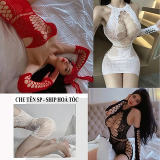 [Hàng Cao Cấp] Đồ cosplay lưới TẶNG găng tay ống quyến rũ - Đồ ngủ, Váy ngủ bodusuit mèo hoang nhỏ B213