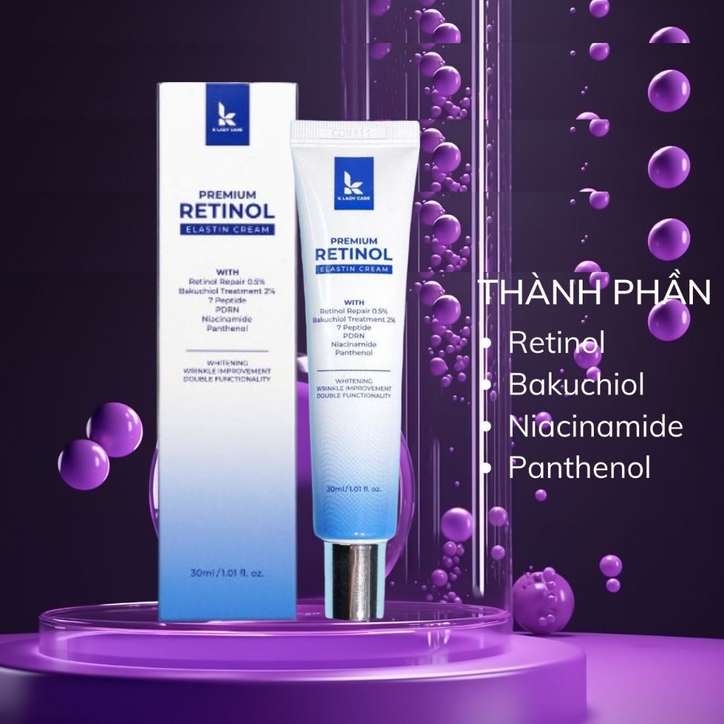 Kem Dưỡng Da Retinol Repair 0.5% BAKUCHIOL 2%,Tái Tạo, Trẻ Hóa Da, Trắng Da, Mờ Thâm Nám Tàn Nhang.