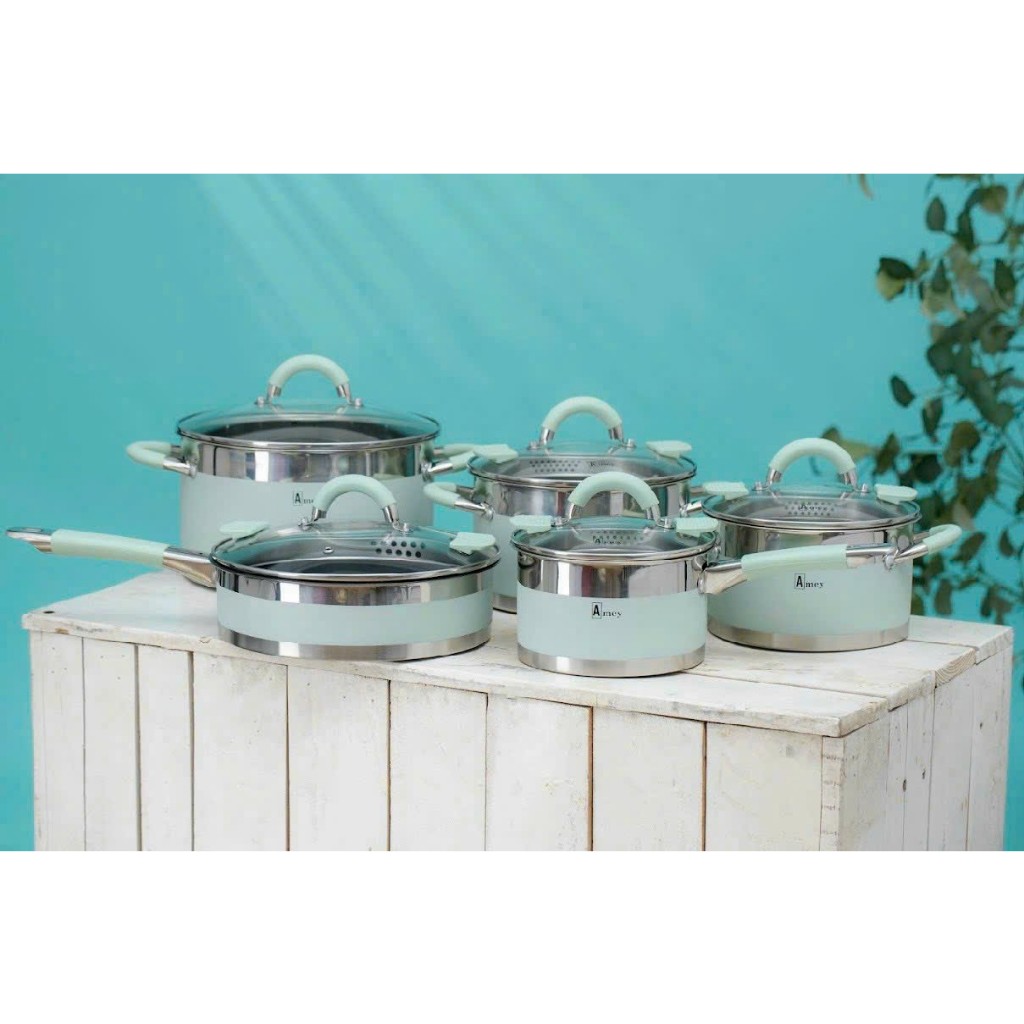 Bộ Nồi Inox 5 Món Amey 3 Màu Chính Hãng – Nhathieu.Store