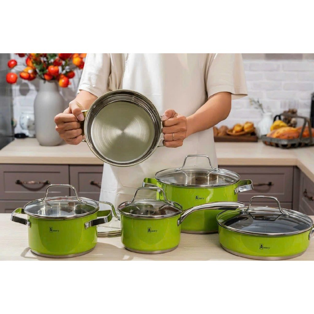 Bộ Nồi Inox 5 Món Amey 3 Màu Chính Hãng – Nhathieu.Store