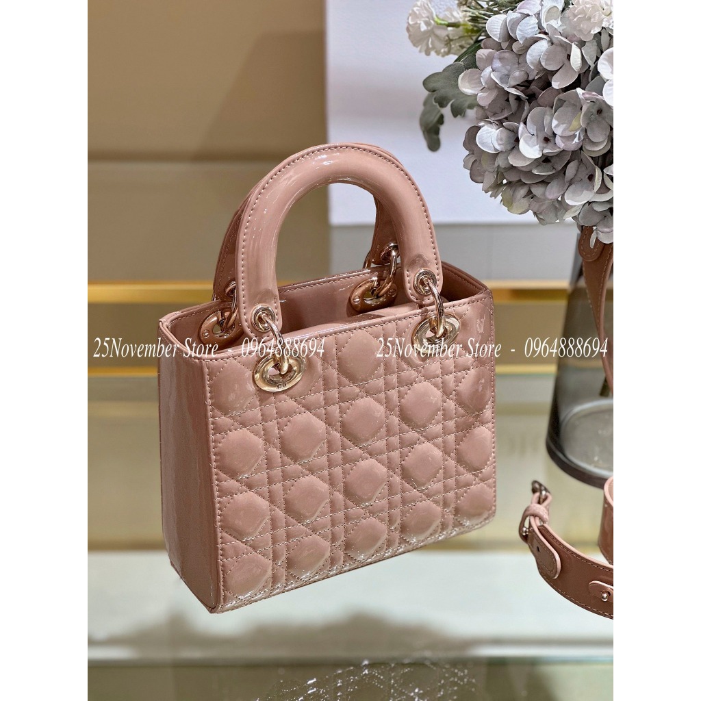 Túi Xách D i . o r LAdy Da Bóng Size 20Cm Màu Nude