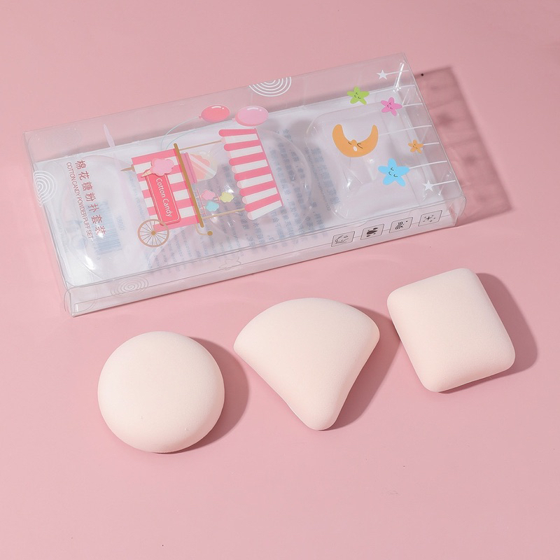 Bông mút trang điểm tán kem nền GUVIET hình tròn, tam giác, hình vuông
