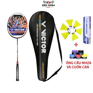 Vợt Cầu Lông Victor Khung Crom Căng Cước Sẵn (Căng 8kg) + Kèm Ống Cầu Nhựa,Quấn Cán Và Bao Đựng Vợt