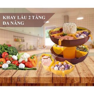 Rổ Nhựa Đa Năng Đựng Đồ Ăn Lẩu, Rổ Đựng Rau 5 Ngăn, Khay Hoa Quả, Đĩa Xoay 360