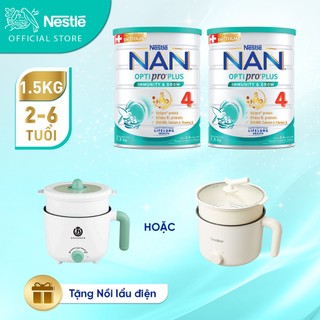  Bộ 2 Lon sữa bột Nestlé NAN OPTIPRO PLUS 4 1500g/lon với 5HMO Giúp tiêu hóa tốt
