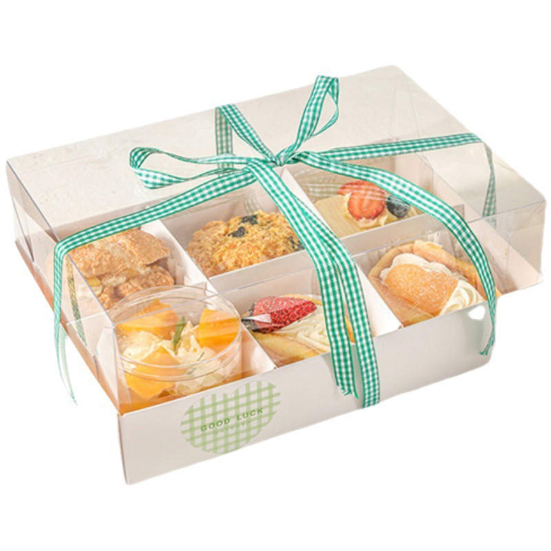 Hộp đựng bánh cupcake, muffin chia ngăn 4/6 ô kèm nắp mica
