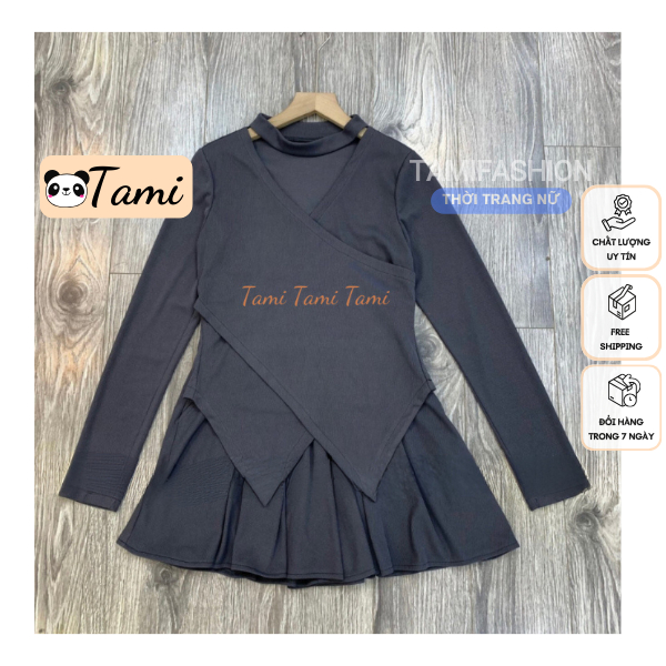 Set áo thun quần đùi, áo thun dài tay chiết eo quần short xòe SEG3