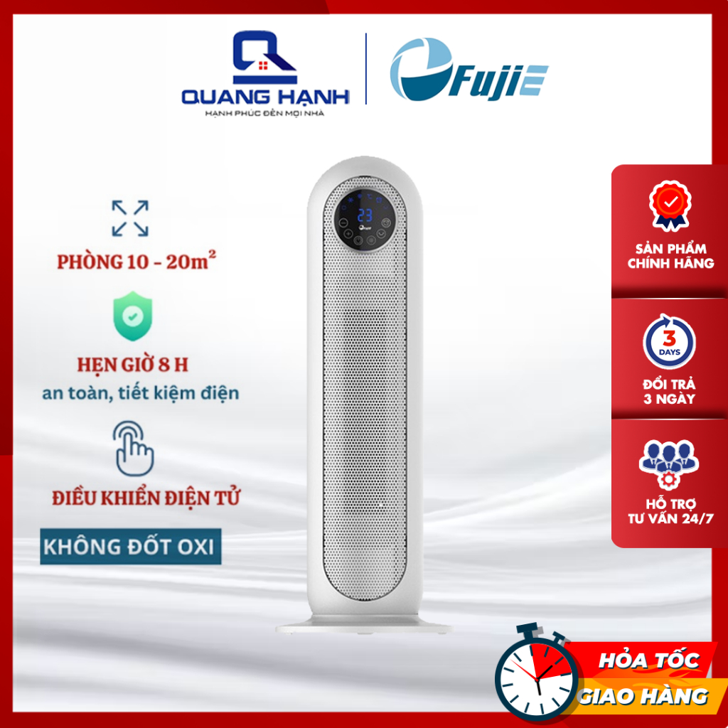 Quạt sưởi gốm Ceramic FujiE CH-2300 CH-2400 Máy sưởi ấm để sàn 20m2 có điều khiển từ xa