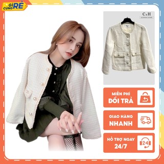 Áo dạ tweed nữ mùa Thu Đông Áo dạ nữ khoác ngoài phong cách cá tính C&H Clothing