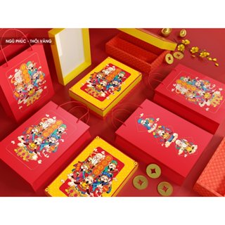  Set 10 hộp TẾT 2025  MÈO PHÚ QUÝ CÂY TÀI LỘC đựng bánh kẹo quà tặng 