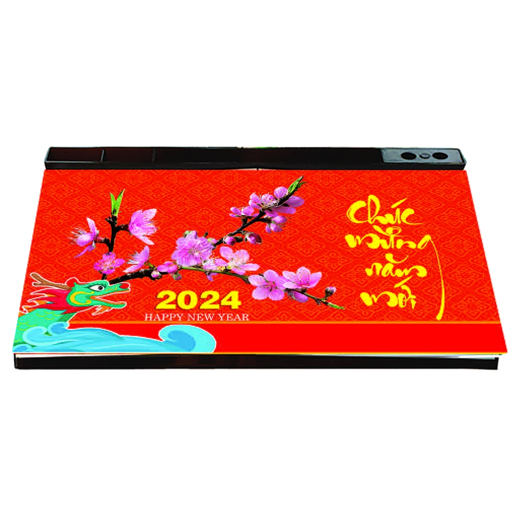 LỊCH TẾT 2024 - XUÂN GIÁP THÌN - LỊCH ĐỂ BÀN 52 TUẦN ĐẾ NHỰA MÀU NÂU