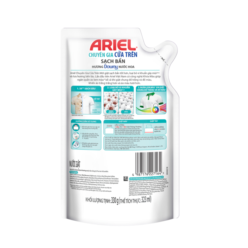 [HC GIFT] Nước Giặt ARIEL Matic Chuyên Gia Cửa Trên Túi 330G (giao ngẫu nhiên)