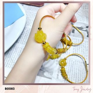 Tang b0083 - vòng tay dây cap hình hồ ly mix ngũ điếu t h ạ c h a n h t ó c vàng dành cho nữ