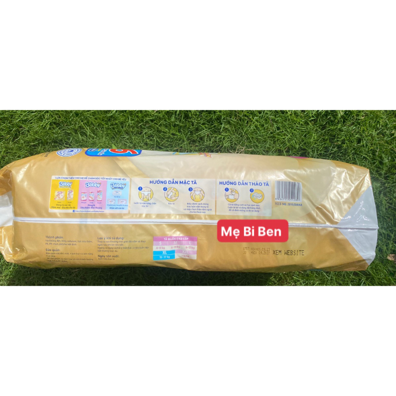 Tã/Bỉm Quần Bobby Extra Soft Dry thun chân ngăn hằn size S66/M60/L52/XL46/XXL42 miếng