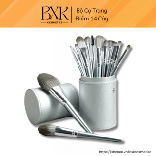 Bộ cọ trang điểm 14 cây cọ trang điểm cá nhân chuyên nghiệp đầu lông mềm mại kèm cốc, bao da