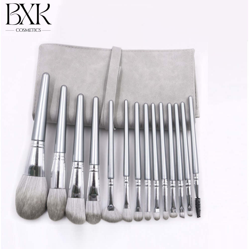Bộ cọ trang điểm 14 cây cọ trang điểm cá nhân chuyên nghiệp đầu lông mềm mại kèm cốc, bao da