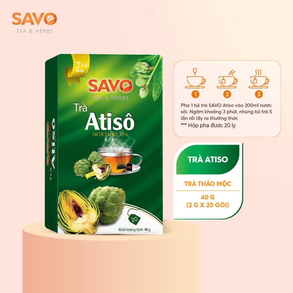 Trà SAVO Atisô  - Hộp 20 Túi x 2g