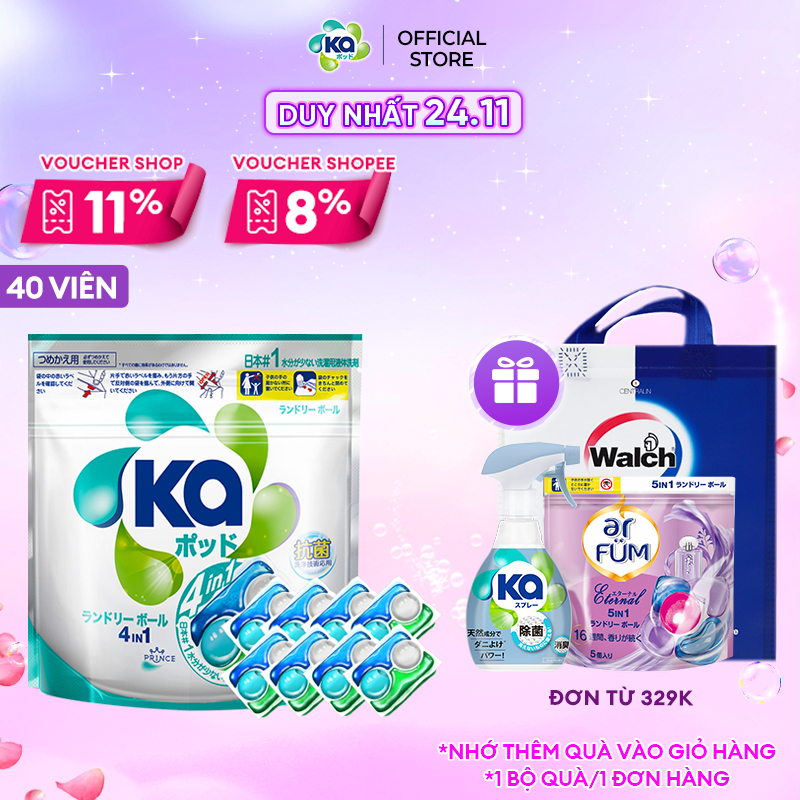 Túi Viên Giặt Xả Đa Năng 4 Trong 1 Ka pod Universal (40 Viên/ Túi)