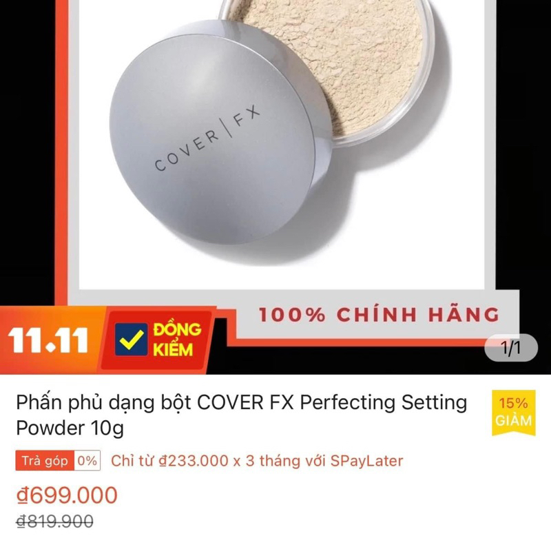 Phấn phủ bột chuyên nghiệp kiềm dầu chống xỉn màu hiệu quả Cover FX Setting Powder