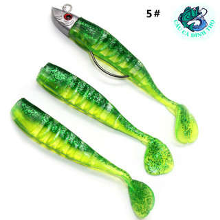 Combo mồi mềm câu lure có sẵn lưỡi đầu cá và 3 body mồi - Mồi câu lure cá lóc, cá chẽm, ...