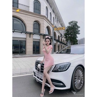 Đầm dáng ngắn thiết kế kiểu cố U cài nút tay cọc chất thun gân ôm body vạt nhọn siêu tone dáng xinh xắn