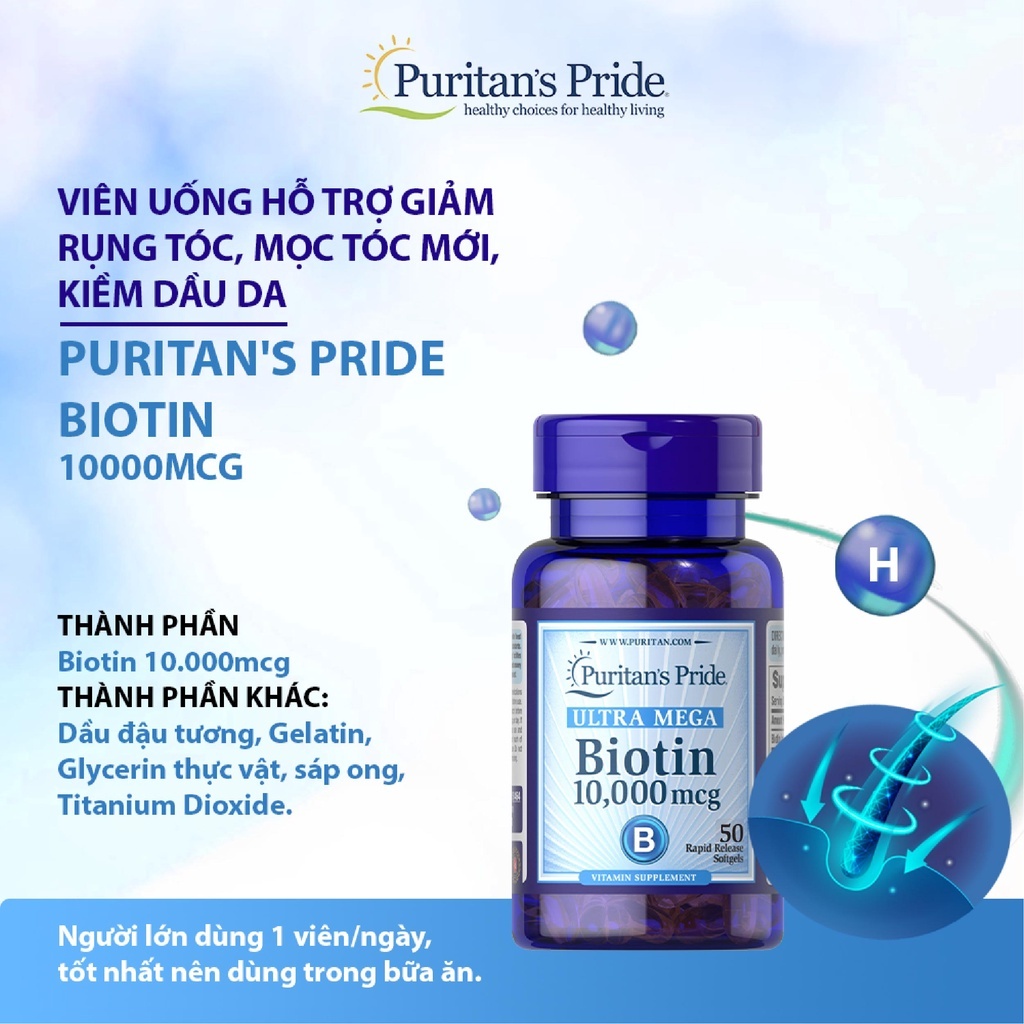 Combo Viên Uống Puritan's Pride Tóc Chắc Khoẻ - Giảm Gãy Rụng