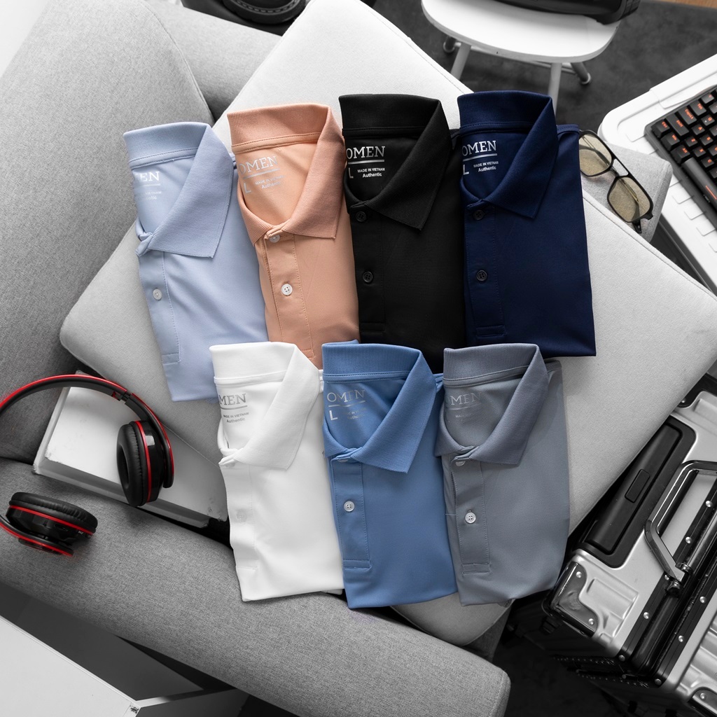 Áo thun nam Omen basic vải cá sấu Poly cao cấp co giãn, thấm hút mồ hôi tốt thanh lịch, sang trọng OMP1