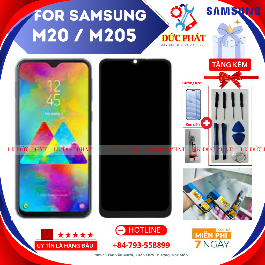 Màn Hình Sam Sung M20 / M205F Zin New (Tặng kèm cường lực, keo dán và bộ sửa)