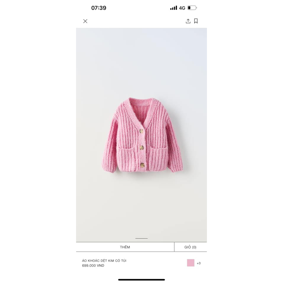 Áo len bé gái Cardigan Trơn 4 Màu