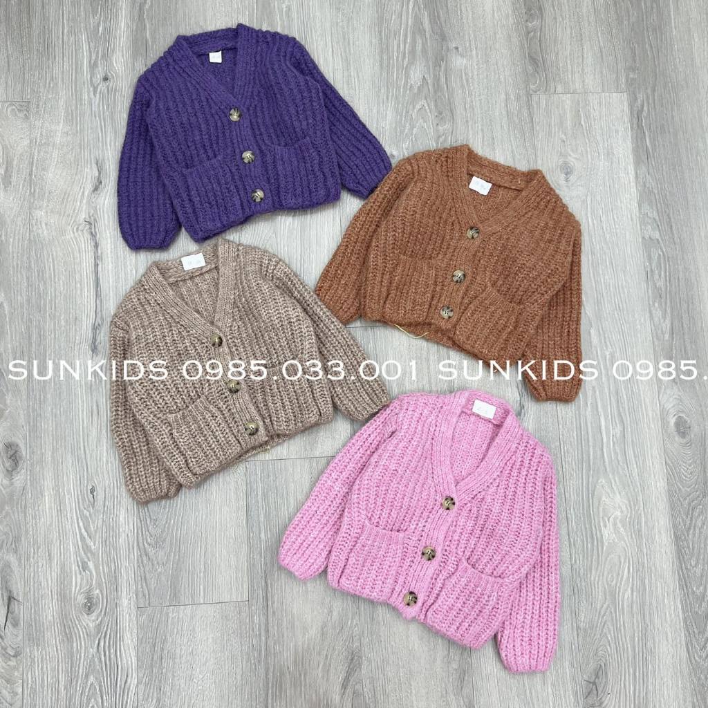 Áo len bé gái Cardigan Trơn 4 Màu