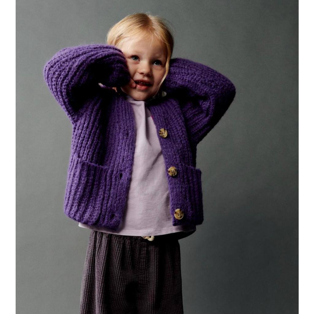 Áo len bé gái Cardigan Trơn 4 Màu