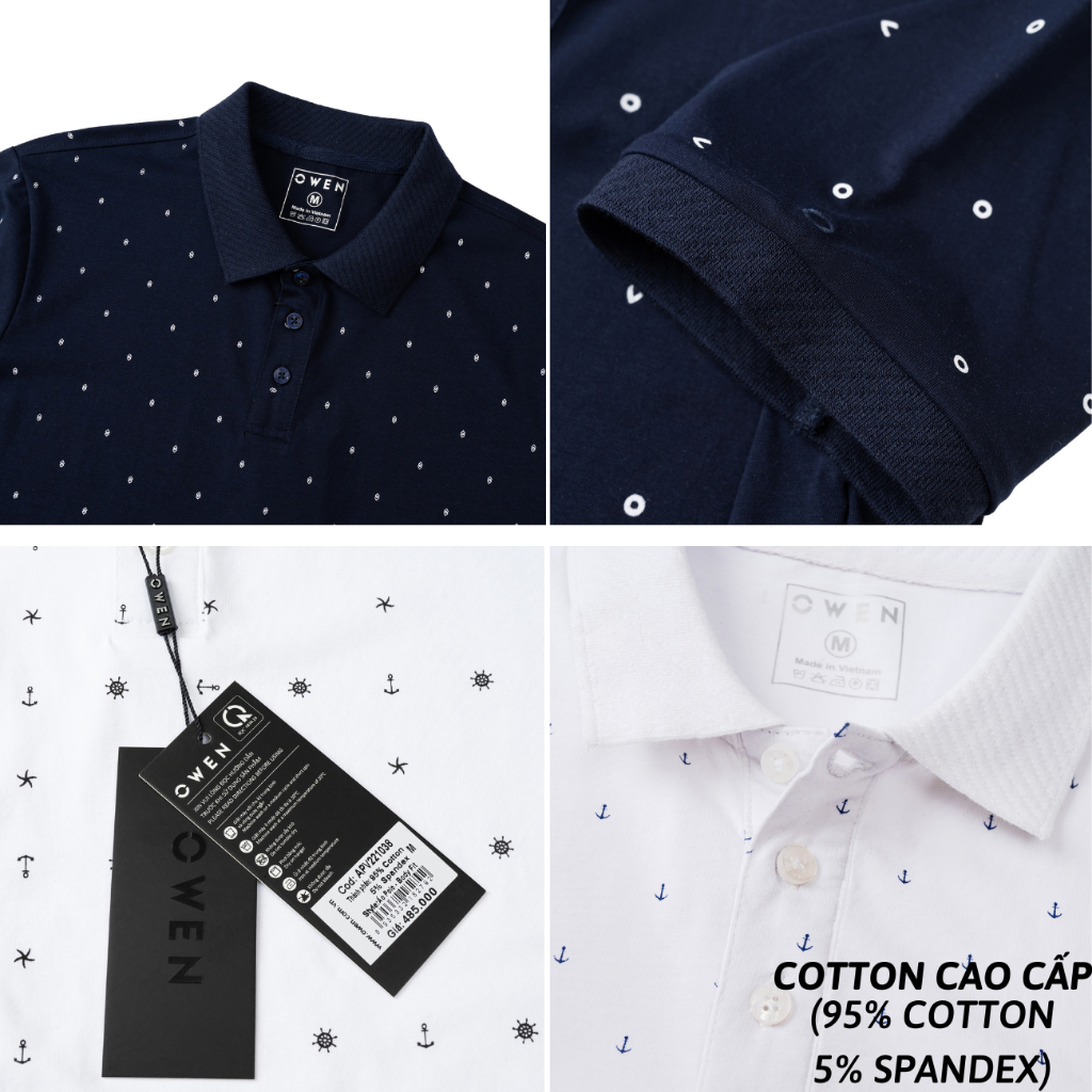 Áo polo nam Owen cao cấp co giãn chất vải cotton thấm hút mồ hôi form slim nhẹ mặc vừa vặn